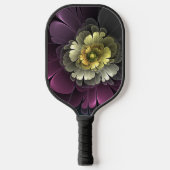 Abstracte Modern Purpur Khaki Gray Fractal Flower Pickleball Paddle (Voorkant)