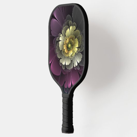 Abstracte Modern Purpur Khaki Gray Fractal Flower Pickleball Paddle (Links)