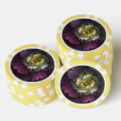 Abstracte Modern Purpur Khaki Gray Fractal Flower Poker Chips (Opstapeling)