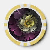 Abstracte Modern Purpur Khaki Gray Fractal Flower Poker Chips (Voorkant)