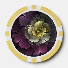 Abstracte Modern Purpur Khaki Gray Fractal Flower Poker Chips
