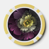 Abstracte Modern Purpur Khaki Gray Fractal Flower Poker Chips (Achterkant)