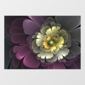 Abstracte Modern Purpur Khaki Gray Fractal Flower Raamsticker (Vel)
