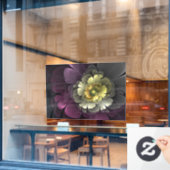 Abstracte Modern Purpur Khaki Gray Fractal Flower Raamsticker (Cafe Raam)