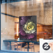 Abstracte Modern Purpur Khaki Gray Fractal Flower Raamsticker (Cafe Raam)