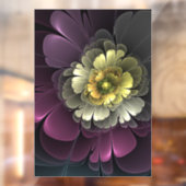 Abstracte Modern Purpur Khaki Gray Fractal Flower Raamsticker (Vel 2)