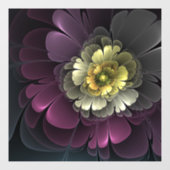 Abstracte Modern Purpur Khaki Gray Fractal Flower Raamsticker (Vel)