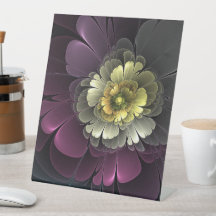 Abstracte Modern Purpur Khaki Gray Fractal Flower