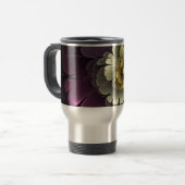 Abstracte Modern Purpur Khaki Gray Fractal Flower Reisbeker (Voorkant links)