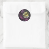 Abstracte Modern Purpur Khaki Gray Fractal Flower Ronde Sticker (Tas)