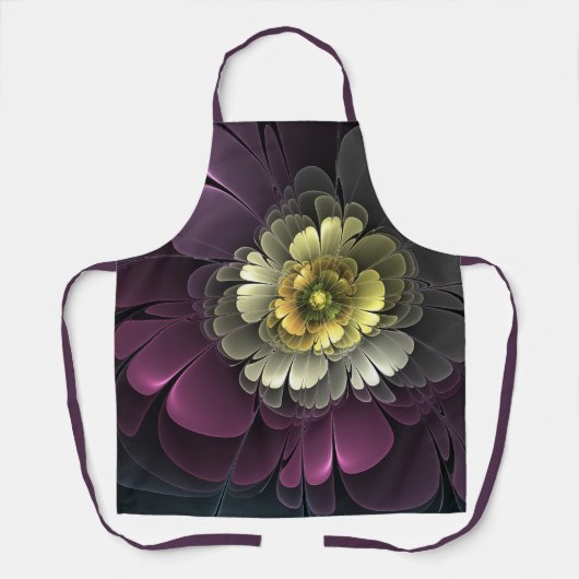 Abstracte Modern Purpur Khaki Gray Fractal Flower Schort (Voorkant)