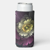 Abstracte Modern Purpur Khaki Gray Fractal Flower Seltzer Blikjeskoeler (Seltzer Achterkant)