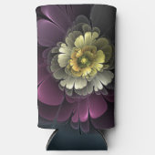 Abstracte Modern Purpur Khaki Gray Fractal Flower Seltzer Blikjeskoeler (Voorkant)