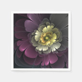 Abstracte Modern Purpur Khaki Gray Fractal Flower Servet (Voorkant)