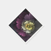 Abstracte Modern Purpur Khaki Gray Fractal Flower Servet (Hoek)