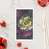 Abstracte Modern Purpur Khaki Gray Fractal Flower Servet (Insitu)