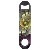 Abstracte Modern Purpur Khaki Gray Fractal Flower Speed Flessenopener (Achterkant)