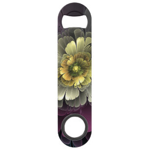 Abstracte Modern Purpur Khaki Gray Fractal Flower Speed Flessenopener