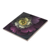 Abstracte Modern Purpur Khaki Gray Fractal Flower Tegeltje (Zijkant)