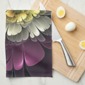 Abstracte Modern Purpur Khaki Gray Fractal Flower Theedoek (Quarter Fold)