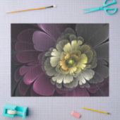 Abstracte Modern Purpur Khaki Gray Fractal Flower Tissuepapier (Craft)