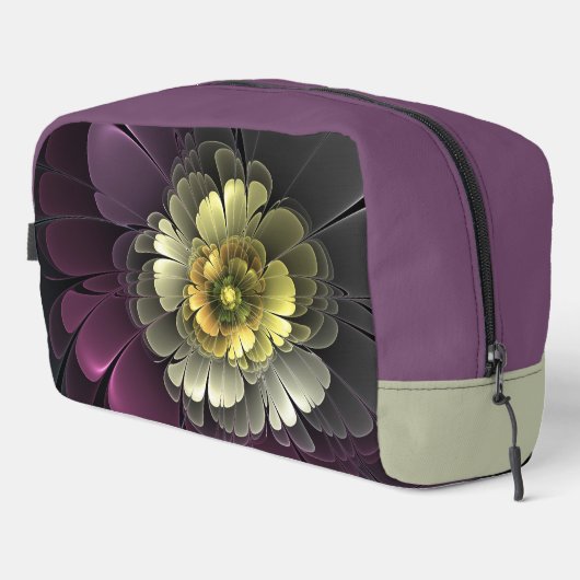 Abstracte Modern Purpur Khaki Gray Fractal Flower Toilettasje (Rechterhoek)