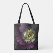 Abstracte Modern Purpur Khaki Gray Fractal Flower Tote Bag (Achterkant)