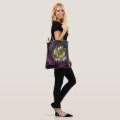 Abstracte Modern Purpur Khaki Gray Fractal Flower Tote Bag (Op model)
