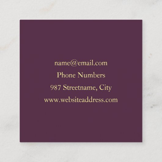 Abstracte Modern Purpur Khaki Gray Fractal Flower Vierkante Visitekaartje (Achterkant)