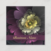 Abstracte Modern Purpur Khaki Gray Fractal Flower Vierkante Visitekaartje (Voorkant)