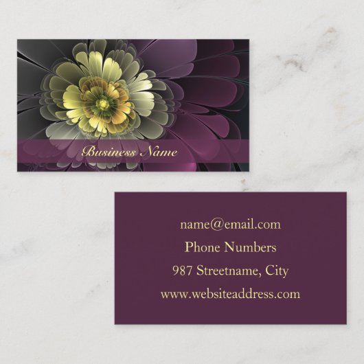 Abstracte Modern Purpur Khaki Gray Fractal Flower Visitekaartje (Voorkant / Achterkant)