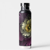 Abstracte Modern Purpur Khaki Gray Fractal Flower Waterfles (Links)