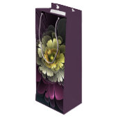 Abstracte Modern Purpur Khaki Gray Fractal Flower Wijn Cadeautas (Achterkant Gekanteld)