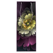 Abstracte Modern Purpur Khaki Gray Fractal Flower Wijn Cadeautas (Achterkant)