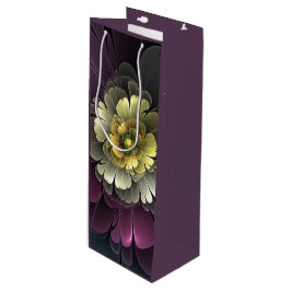 Abstracte Modern Purpur Khaki Gray Fractal Flower Wijn Cadeautas