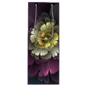 Abstracte Modern Purpur Khaki Gray Fractal Flower Wijn Cadeautas (Voorkant)