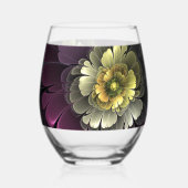 Abstracte Modern Purpur Khaki Gray Fractal Flower Wijnglas Zonder Voet (Achterkant)