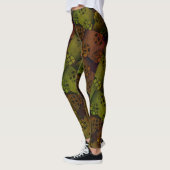 ABSTRACTE MODERN-tekening in bruin-donkergeel Leggings (Links)