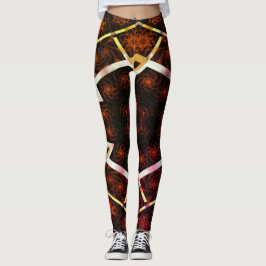 ABSTRACTE MODERN-tekening in-geel-roodbruinmozaïek Leggings