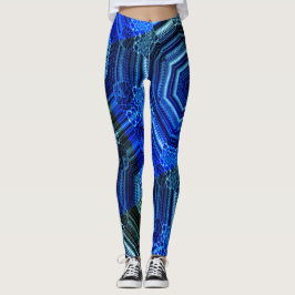 ABSTRACTE MODERN-tekeningen in mozaïek met blauwe Leggings