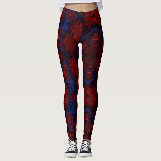 ABSTRACTE MODERN-tekeningen in roos-rood-blauw moz Leggings (Voorkant)