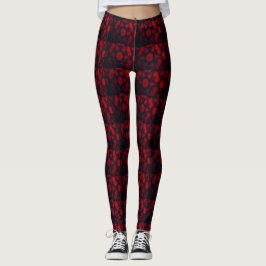 ABSTRACTE MODERN-tekeningen in roos-zwart-rood-moz Leggings