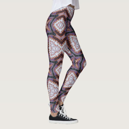 ABSTRACTE MODERN-trek in diepblauw-bruin Leggings (Rechts)
