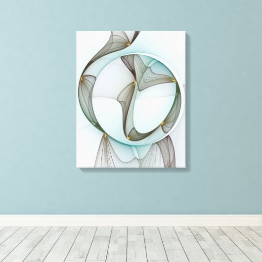 Abstracte Modern Turquoise Brown Gold Elegance Canvas Afdruk (Insitu (Houten vloer))