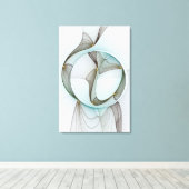 Abstracte Modern Turquoise Brown Gold Elegance Canvas Afdruk (Insitu (Houten vloer))