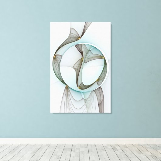 Abstracte Modern Turquoise Brown Gold Elegance Canvas Afdruk (Insitu (Houten vloer))