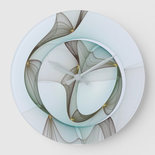 Abstracte Modern Turquoise Brown Gold Elegance Grote Klok (Voorkant)