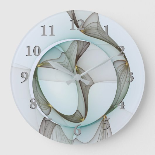Abstracte Modern Turquoise Brown Gold Elegance Grote Klok (Voorkant)