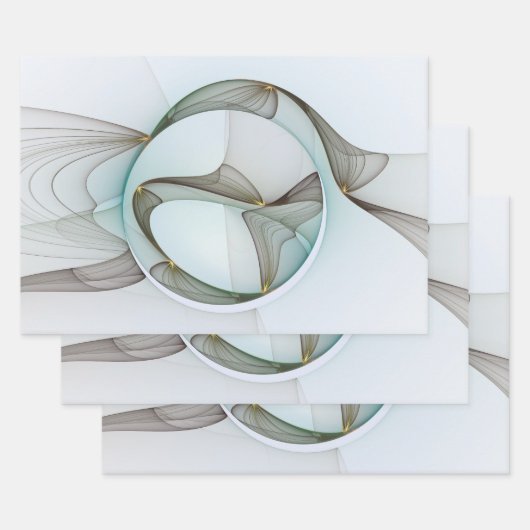 Abstracte Modern Turquoise Brown Gold Elegance Inpakpapier Vel (Set)