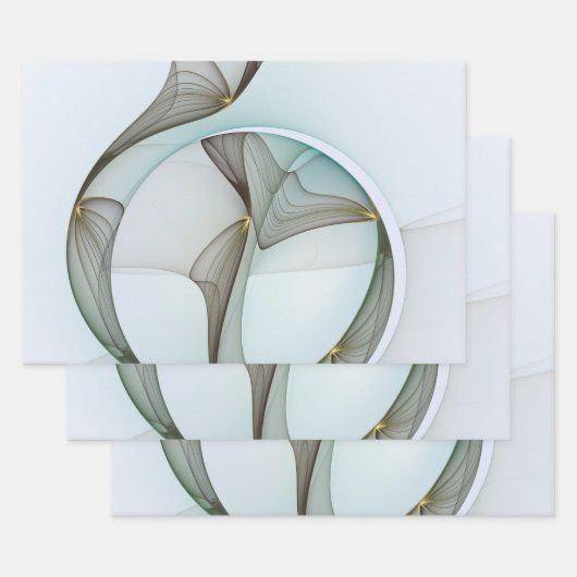 Abstracte Modern Turquoise Brown Gold Elegance Inpakpapier Vel (Set)